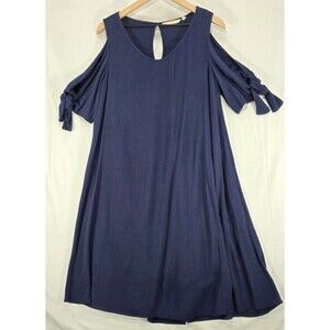 Soft Surroundings Destin Dress Women's M Blue Gauze Pockets Coastal Resort Boho